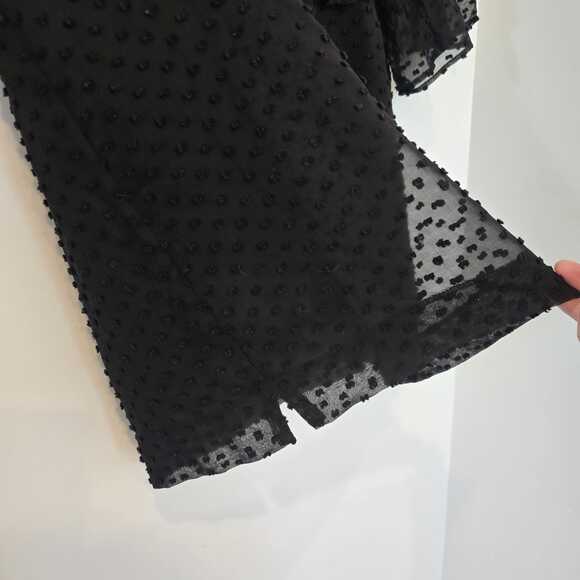 J.Crew Swiss Dot Silk-Blend Top Size 2 Ruffle Overlay Sheer Black Career Party - Picture 6 of 9